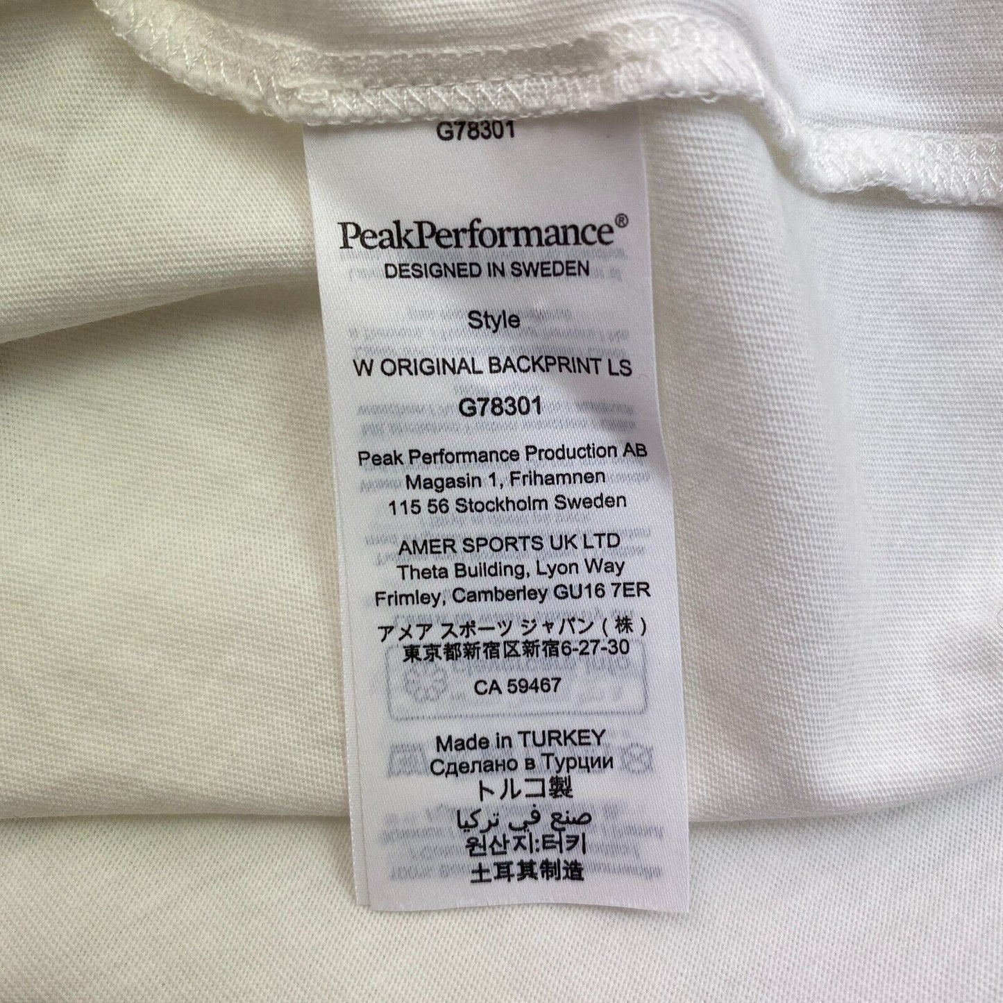 Peak Performance Women White Original Back Print LS Crew Neck Top Size XS