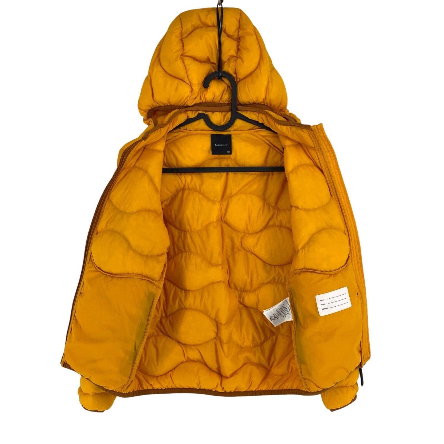 Peak Performance JR Yellow Helium Down Hood Jacket Coat Size 140 cm