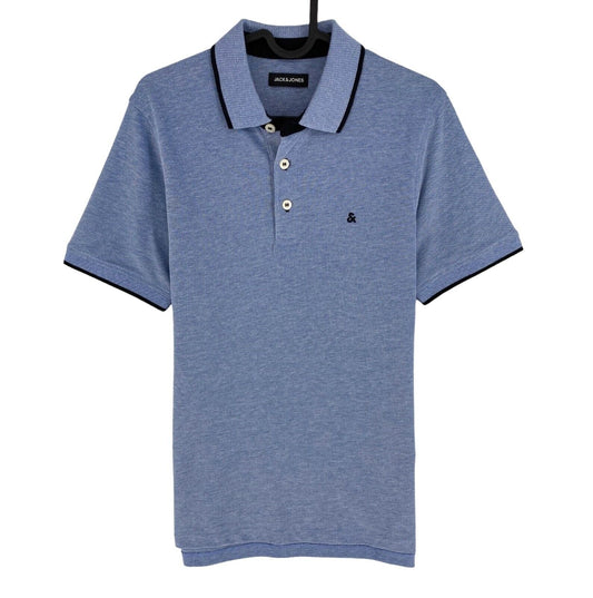 Jack & Jones Men Blue Slim Fit Short Sleeves Polo Shirt Size M