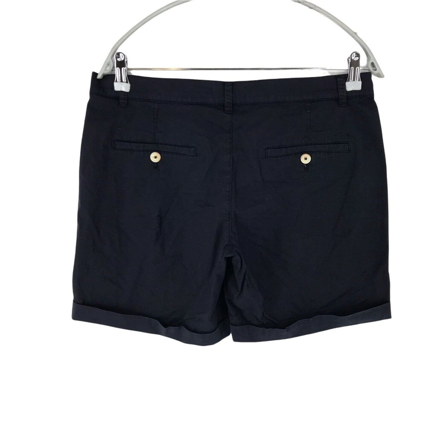 Massimo Dutti Women Dark Navy Blue Regular Chino Shorts Size EUR 38 US 6