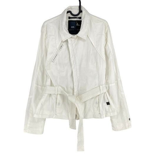 G-STAR RAW AMY SHORT White Cotton Blend Trench Coat Size L