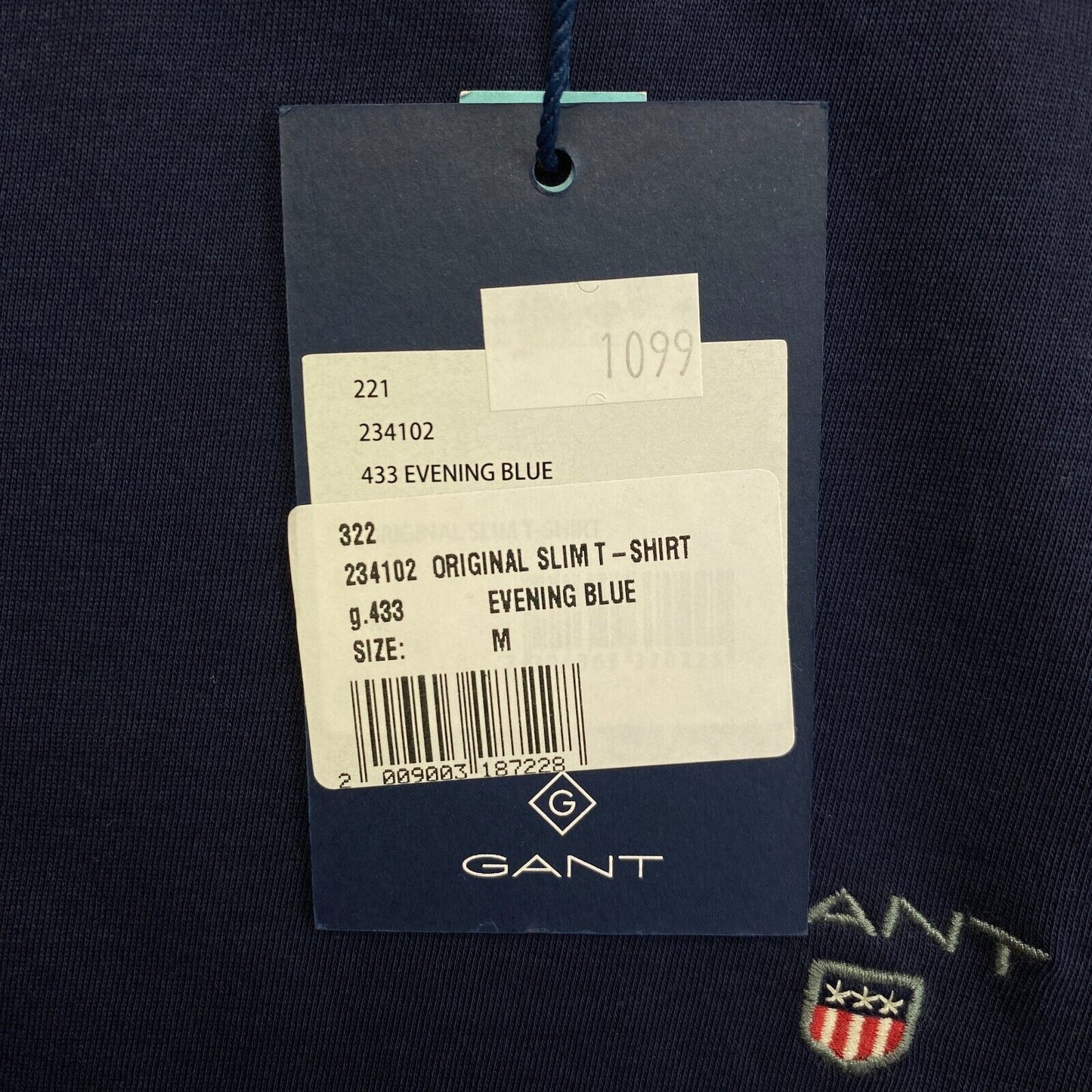 GANT Marineblaues Original Slim Fit T-Shirt mit Rundhalsausschnitt, Größe M