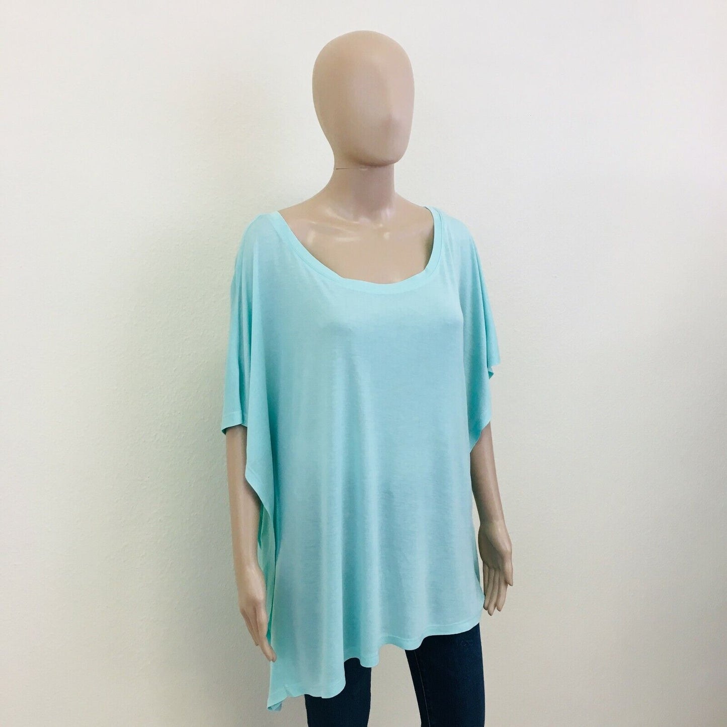 ZARA Blue Loose Fit Viscose T Shirt Top Blouse Size M