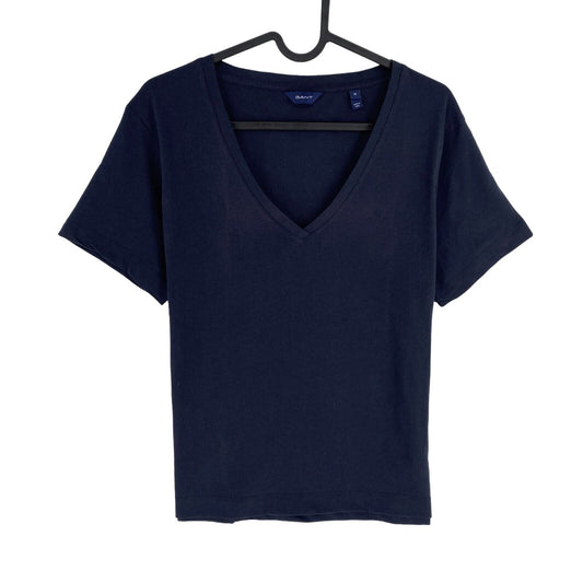 GANT Women Navy Blue Original V Neck Short Sleeves T Shirt Size M