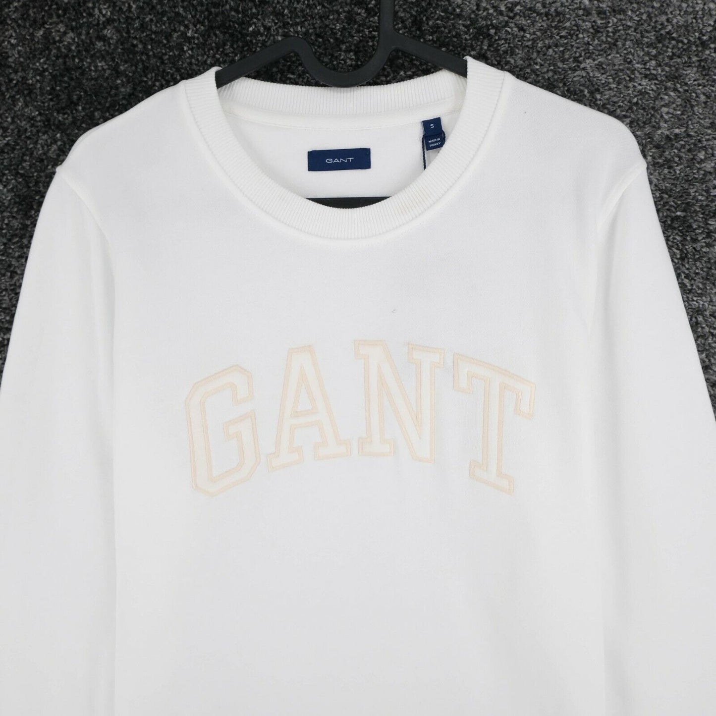 GANT White Big Logo Crew Neck Sweater Jumper Size S