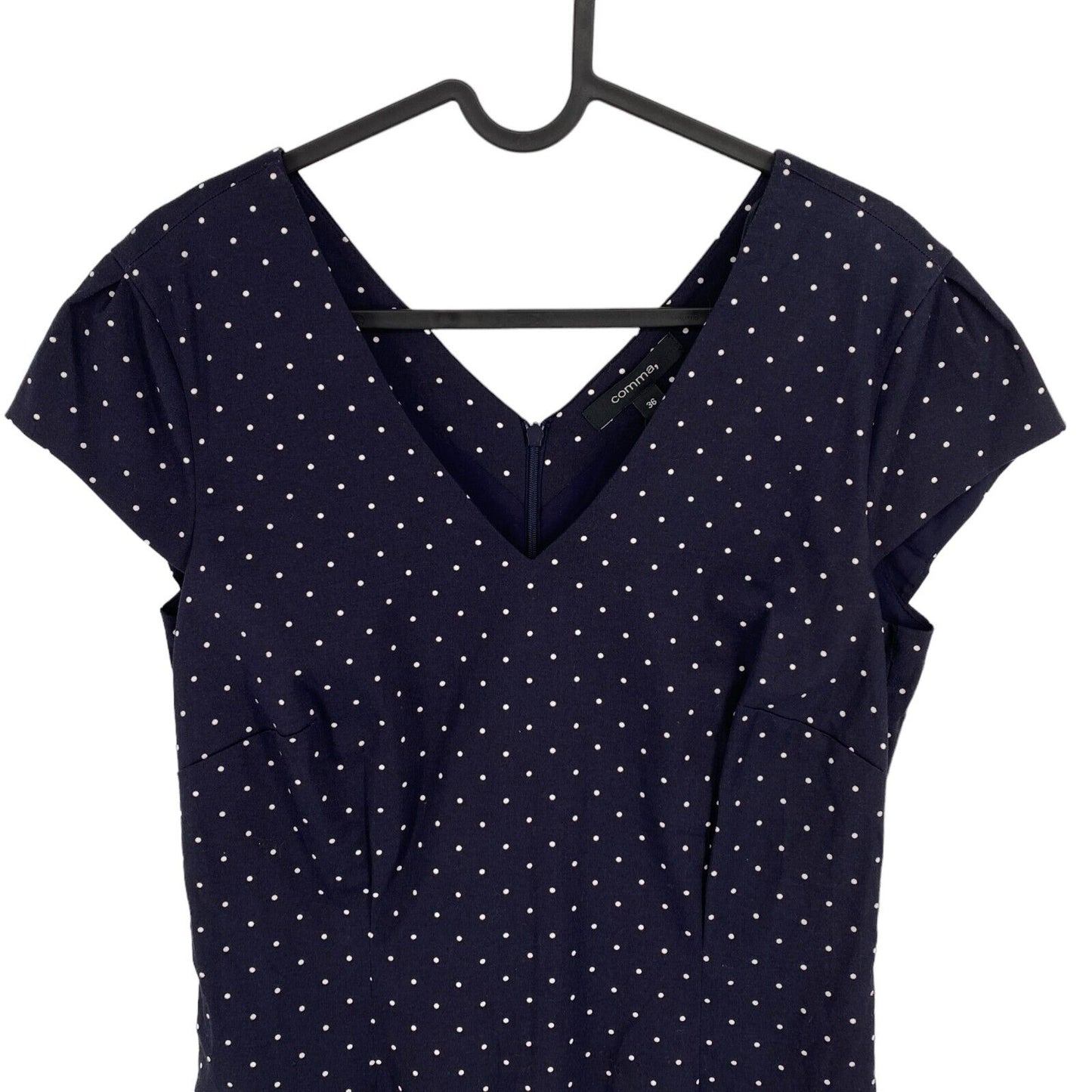 COMA, Women Navy Blue Sleeveless Polka Dot Sheath Dress Size EU 36 UK 10 US 6