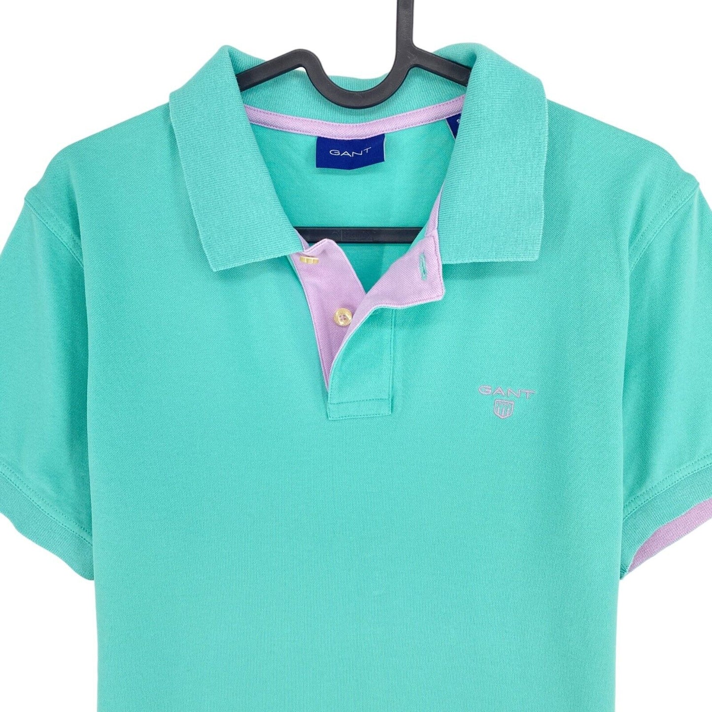 GANT Green Contrast Collar Pique Rugger Polo Shirt Size S