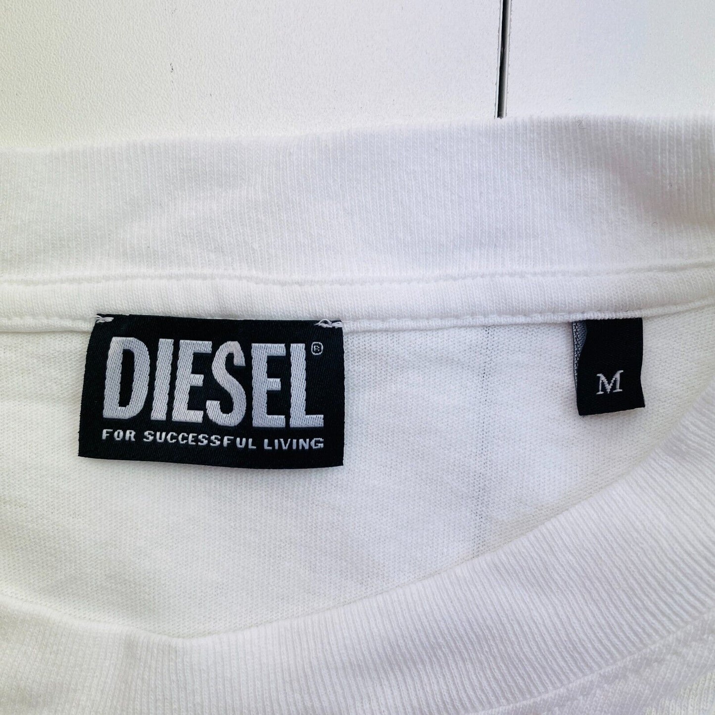 DIESEL Men White T-WASH-E1 Crew Neck Short Sleeves T Shirt Size M