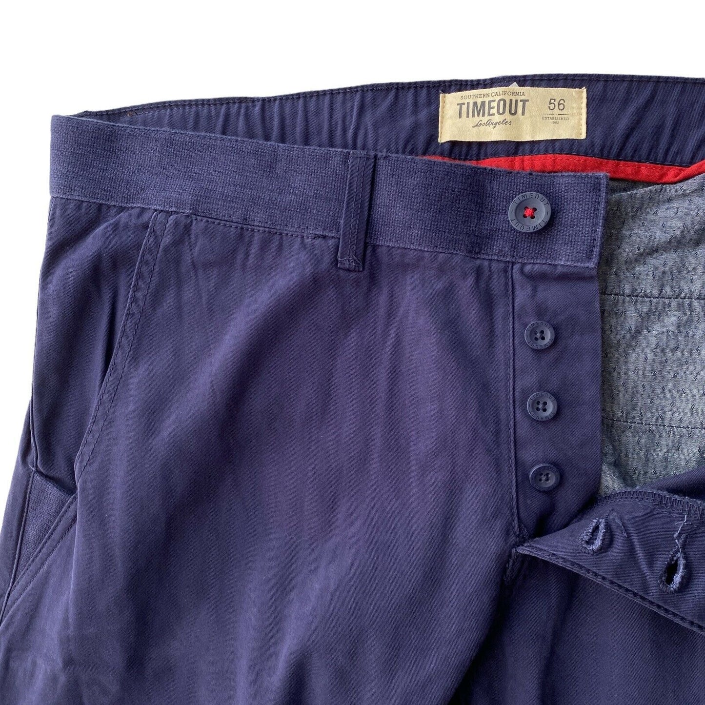 TIMEOUT Dark Blue Regular Straight Fit Chino Trousers Size EUR 50 56 W33 W38