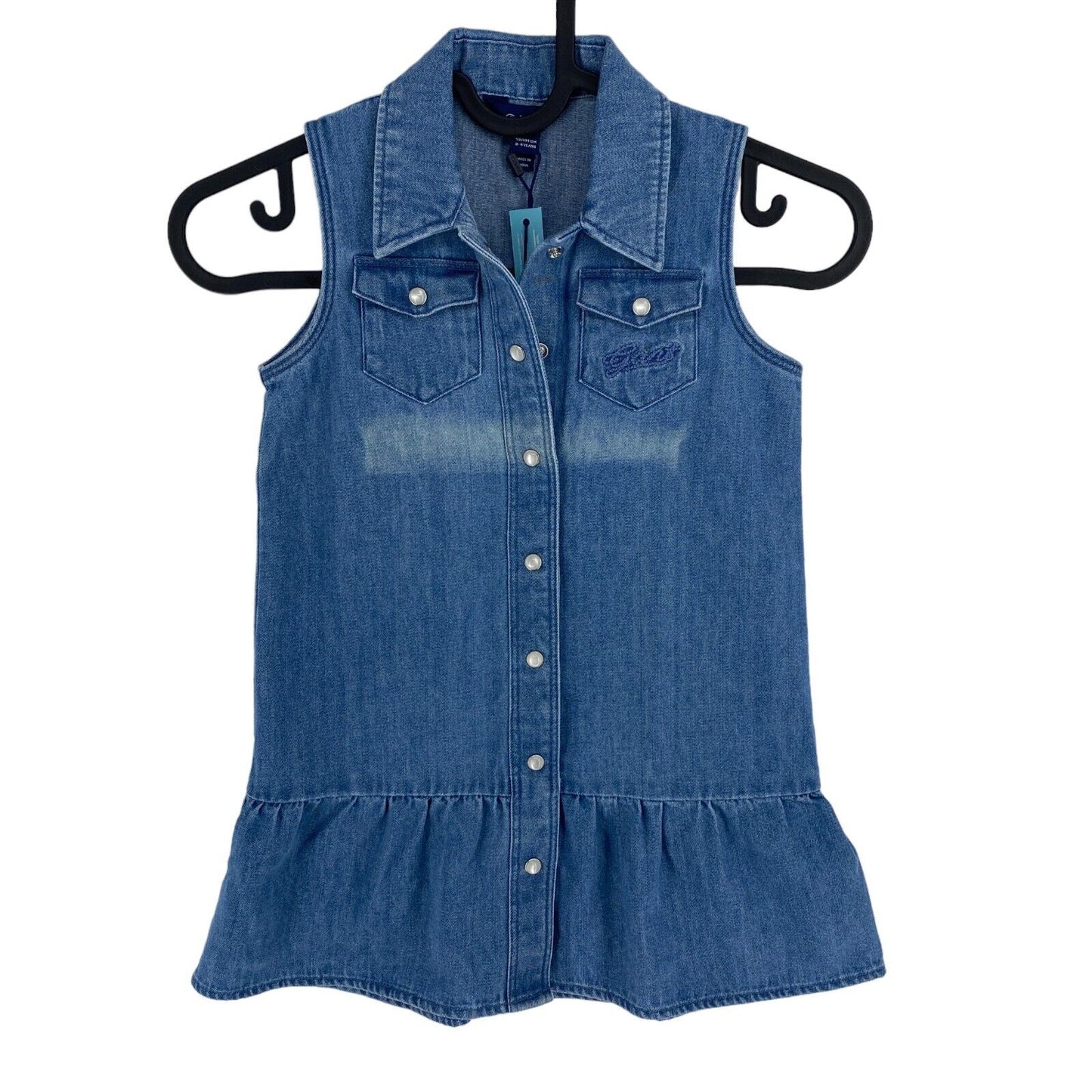 GANT Girls Blue Rope Script Denim Shirt Dress Size 3-4 Years 98/104 cm