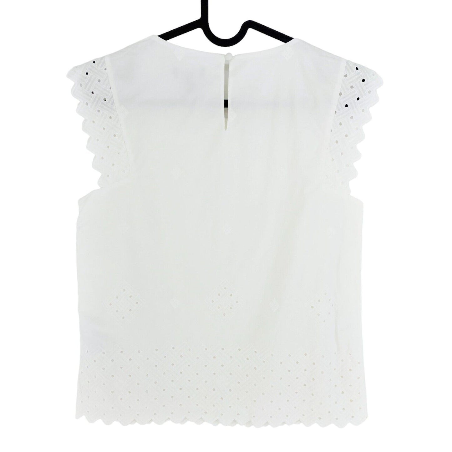 GANT White Broderie Anglaise Crew Neck Blouse Size EU 34 UK 6 US 4