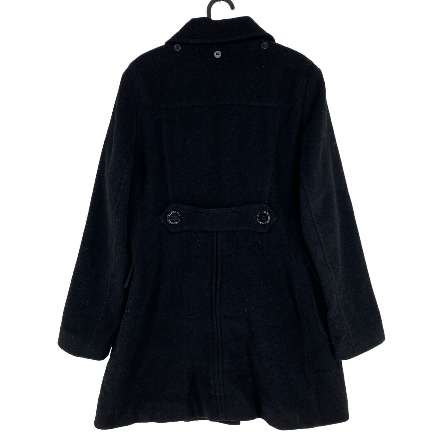 TOIMMY HILFIGER Mélange de laine noire sur manteau veste taille EU 42 UK 14 US 12