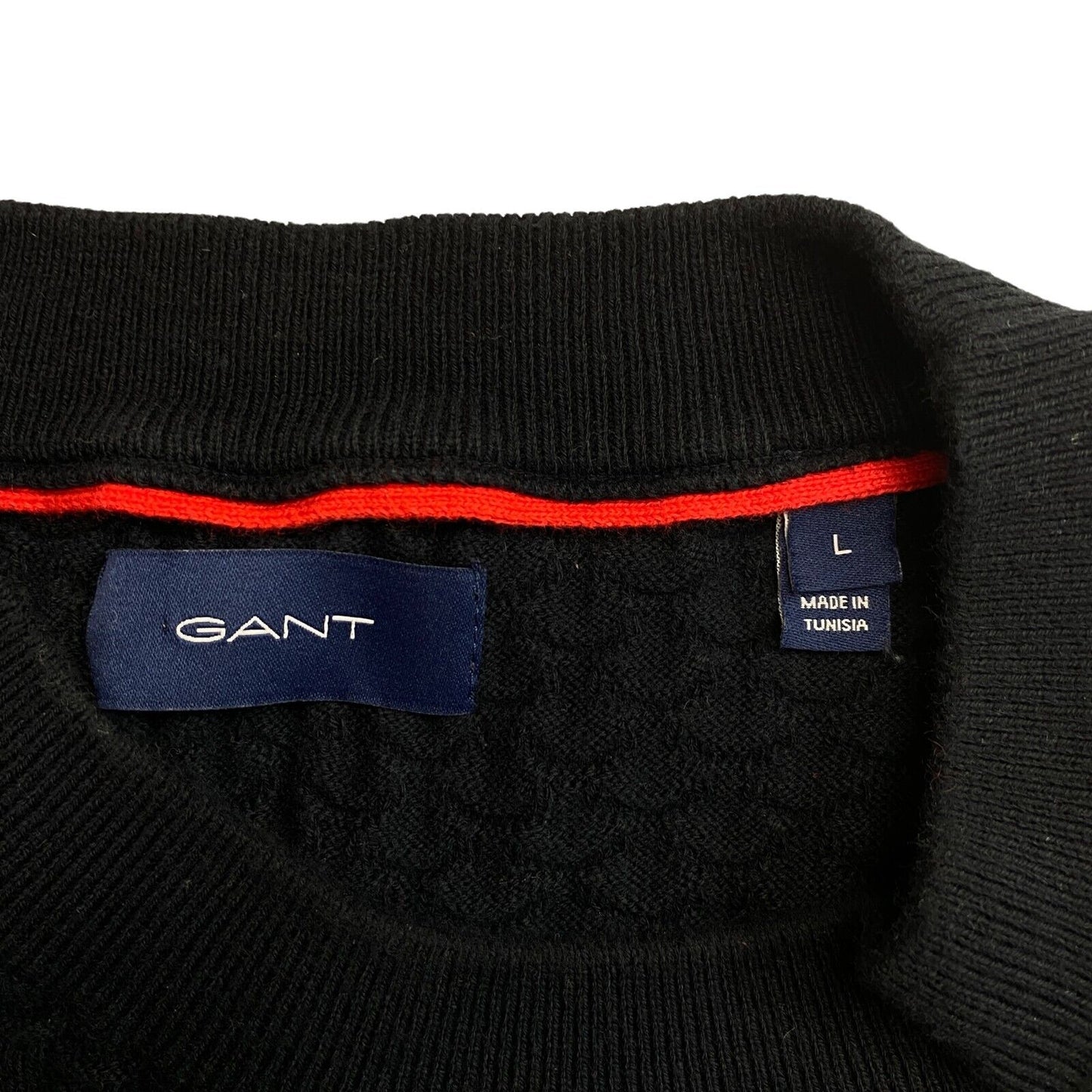 GANT Navy Blue Texture Crew Neck Sweater Jumper Size L