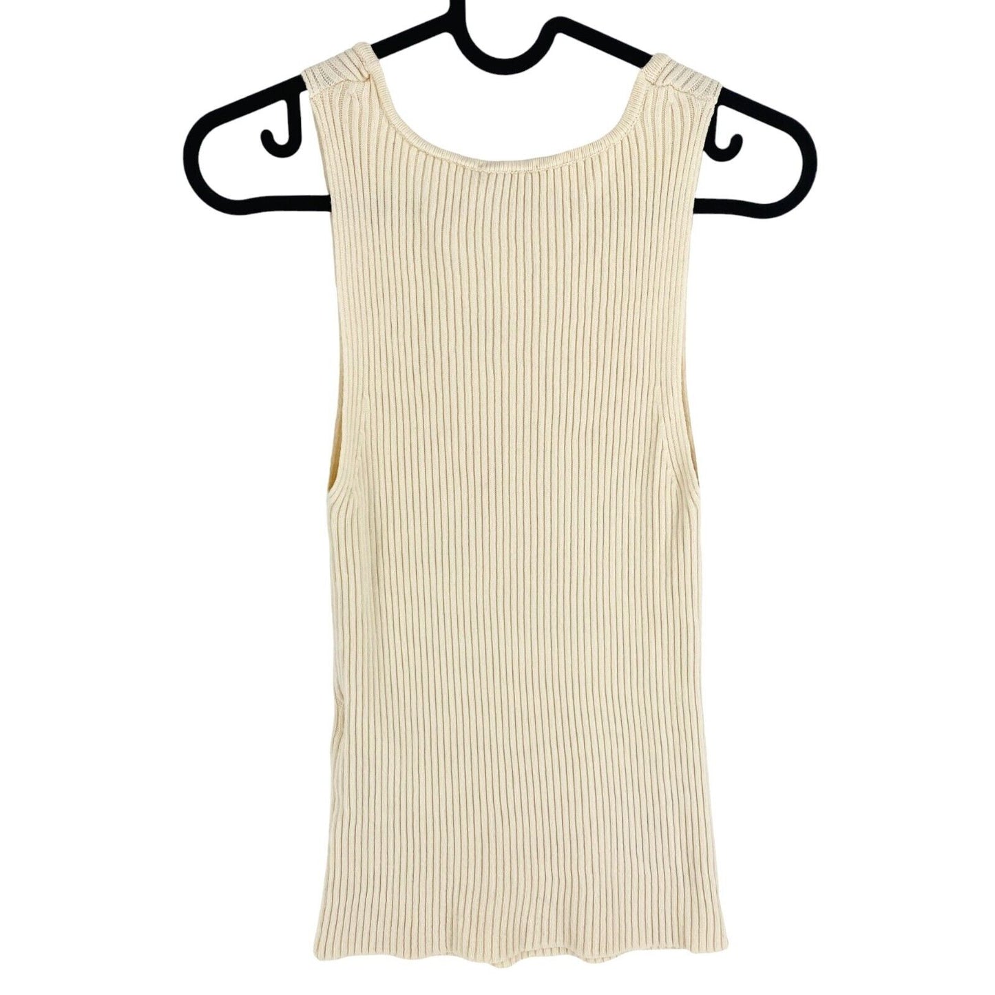 MOTIVI Women Beige Ribbed Scoop Neck Tank Top Size M