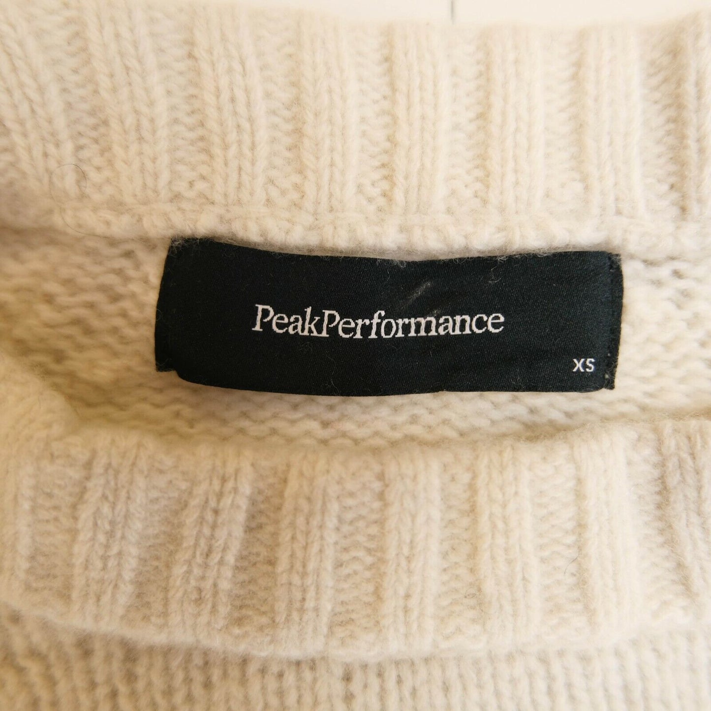 Peak Performance White Crew Neck Wool Blend Jumper Sweater Size XS