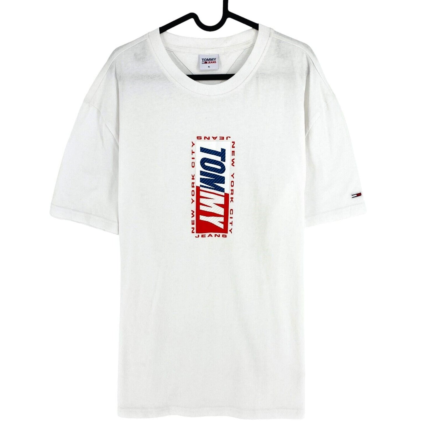 TOMMY HILFIGER Men White Crew Neck T Shirt Size XL