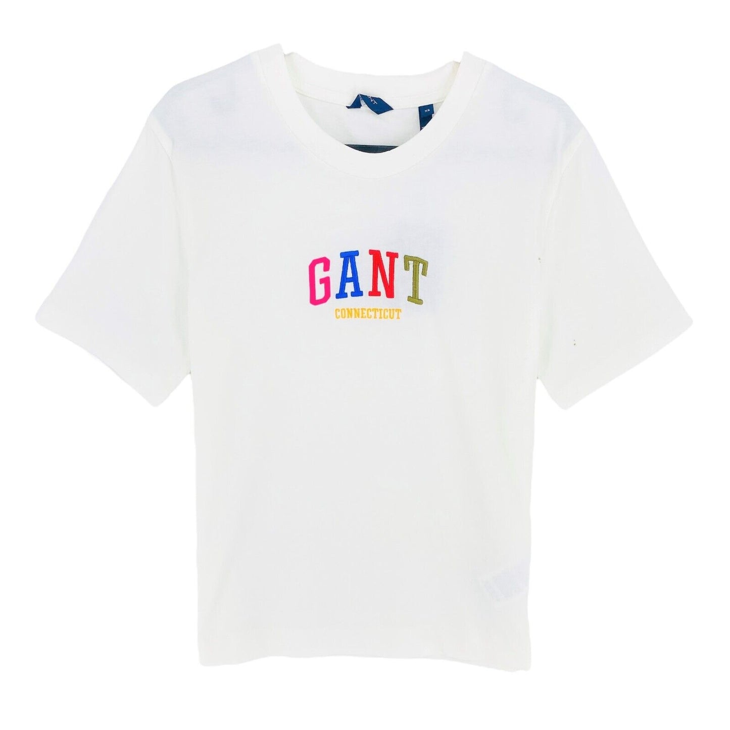 GANT White Multicolour Graphic Crew Neck T Shirt Size XS