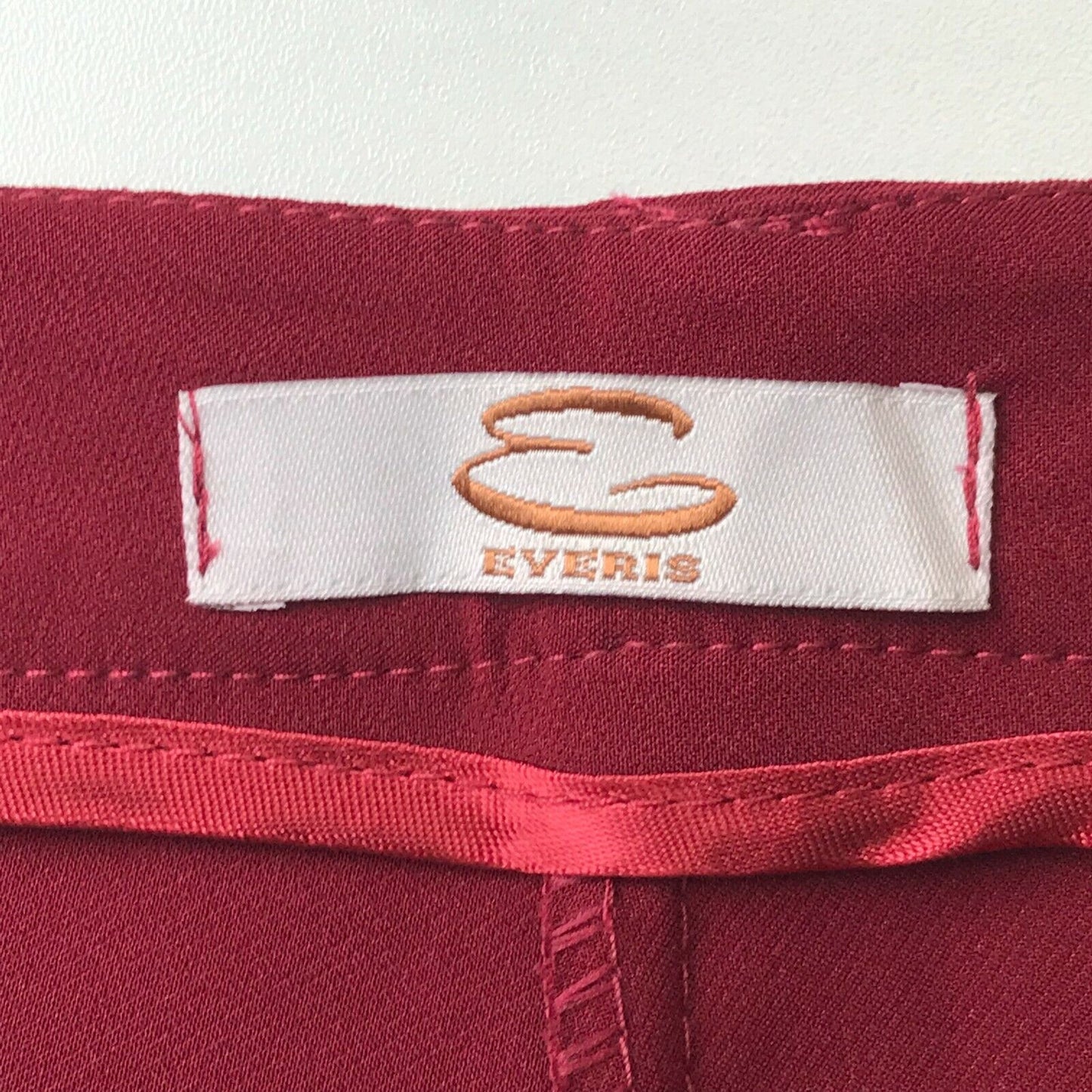 EVERIS Women Red Slim Fit Trousers Size EUR 42 W30