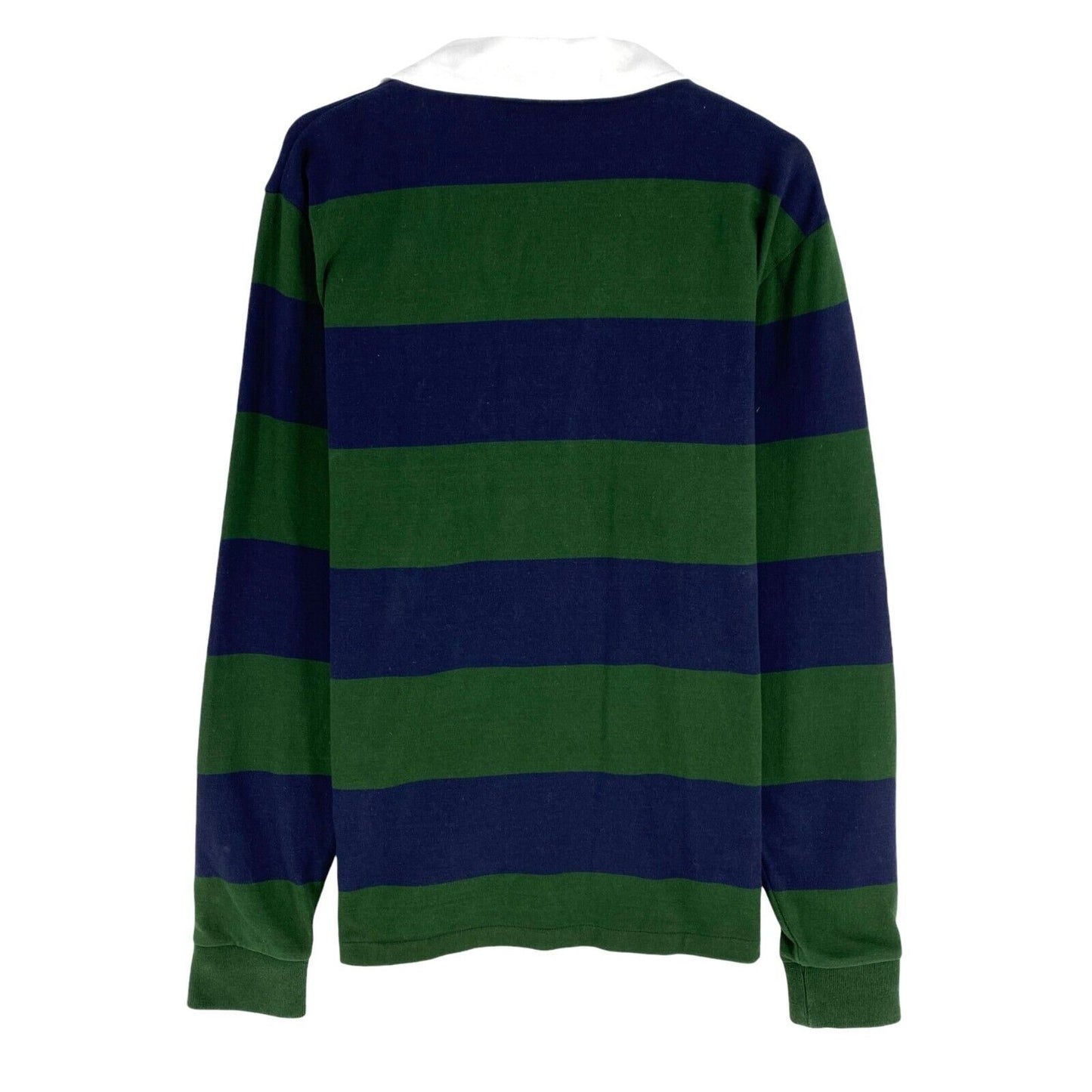 GANT Men Green Bar Stripe Heavy Rugger Sweater Pullover Size M