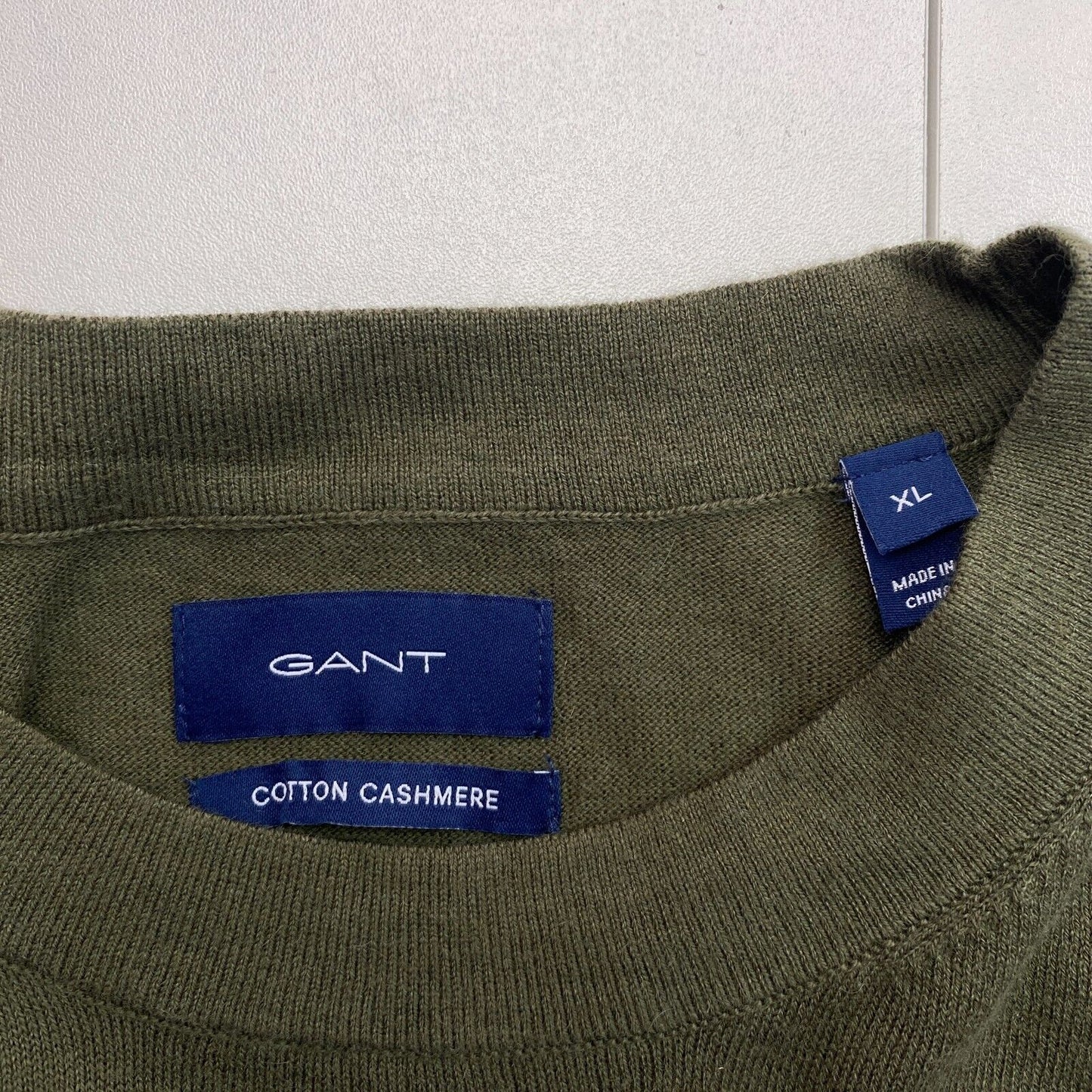 GANT Men Dark Green Cotton Cashmere Crew Neck Sweater Jumper Size XL