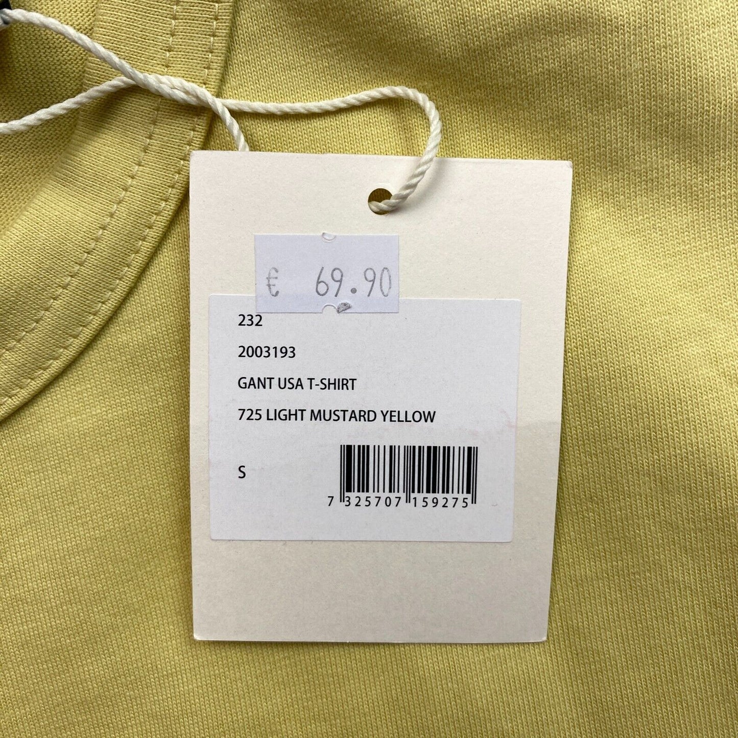 GANT Men Dusty Yellow Logo Crew Neck Short Sleeves T Shirt Size S