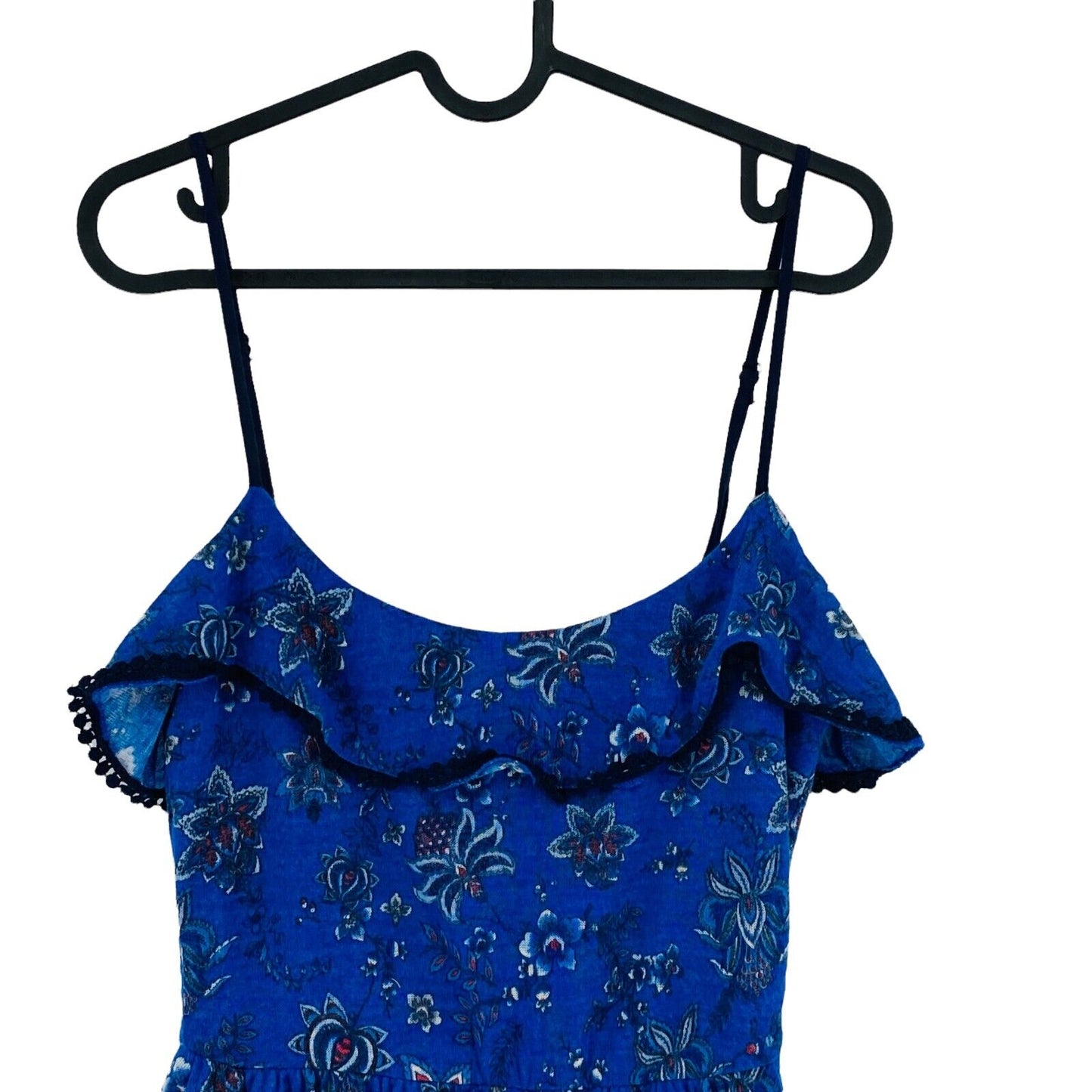 SPRINGFIELD Floral Marineblau Ärmelloses Rundhals Tank Kleid Größe S