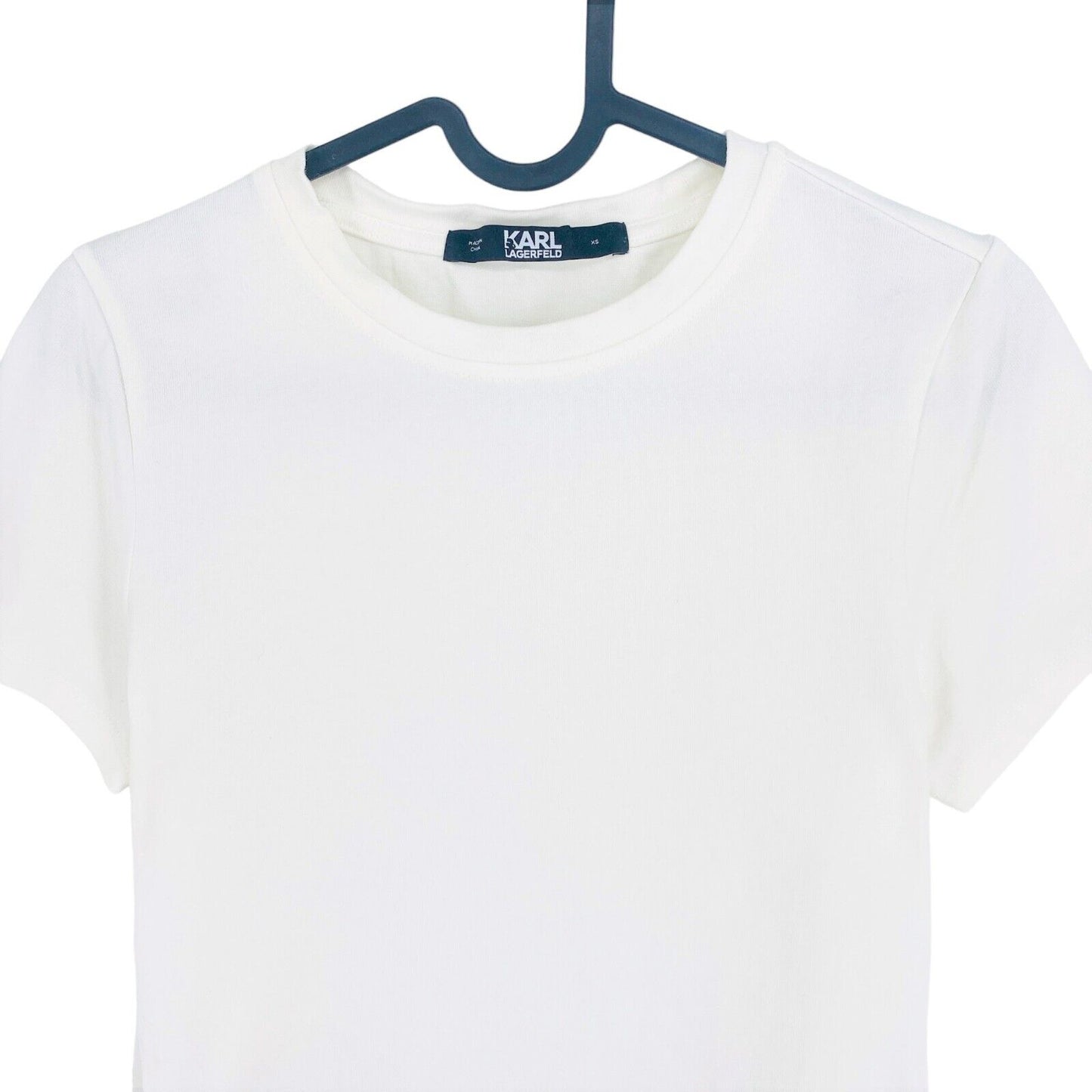 Karl Lagerfeld White Pleated Crew Neck T Shirt Size XS