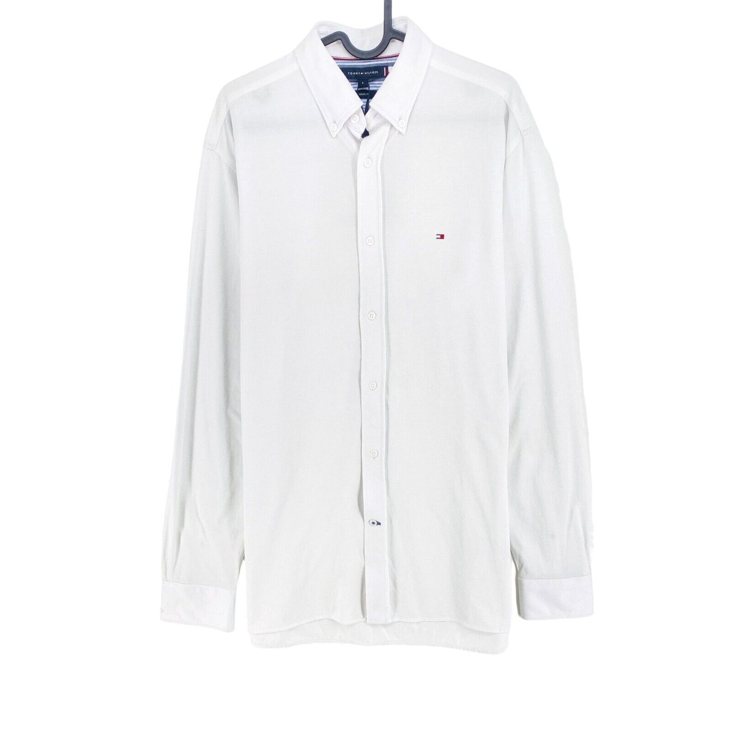 TOMMY HILFIGER White Solid Casual Fit Shirt Size S