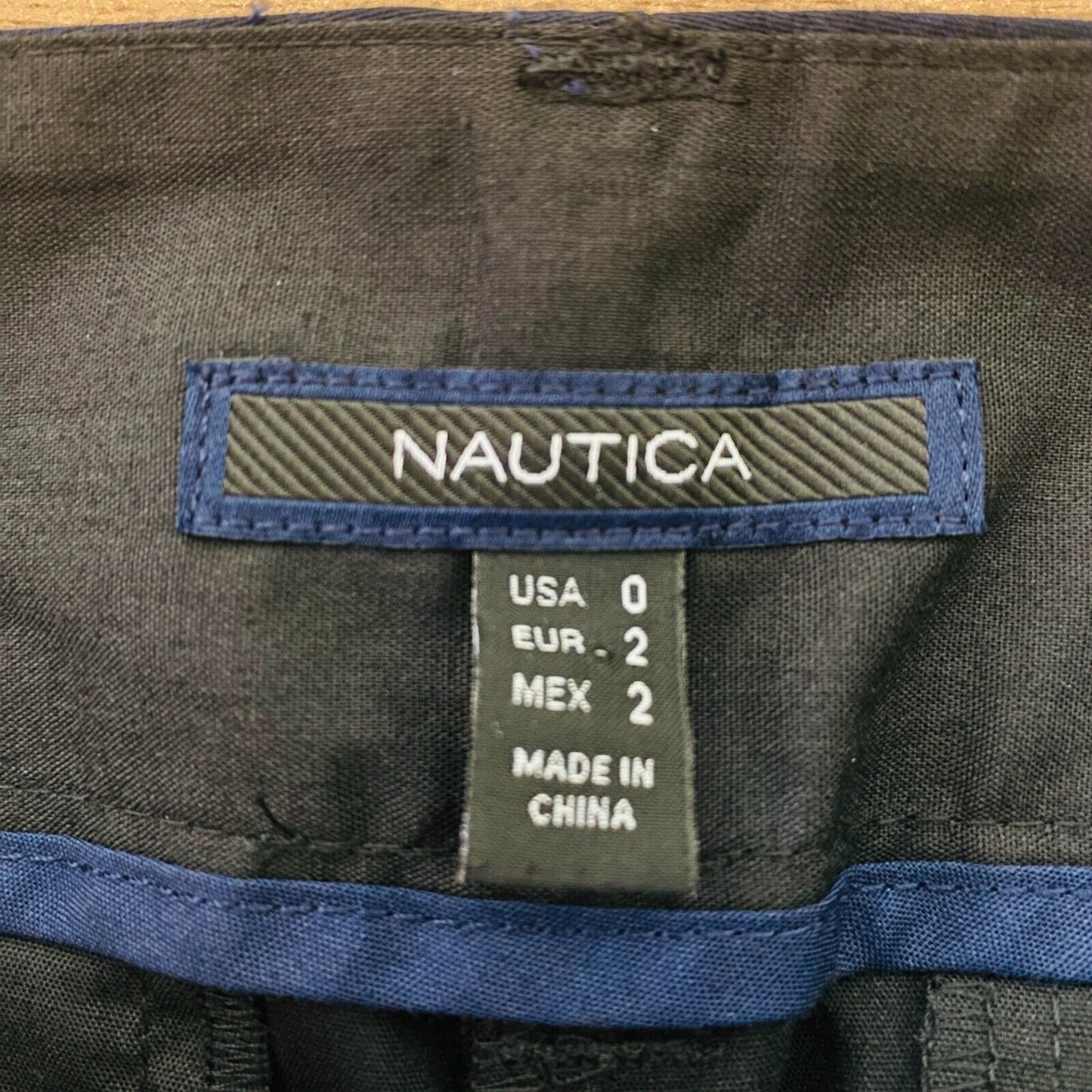 NAUTICA Women Dark Blue Black Striped Loose Fit Trousers US 0 W28