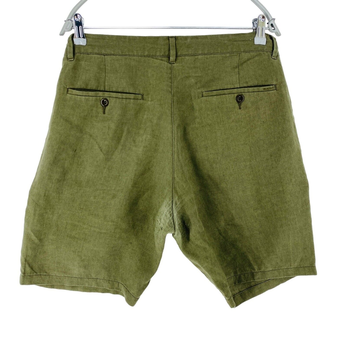 GANT Dark Green Mens Relaxed Fit Linen Shorts Size L