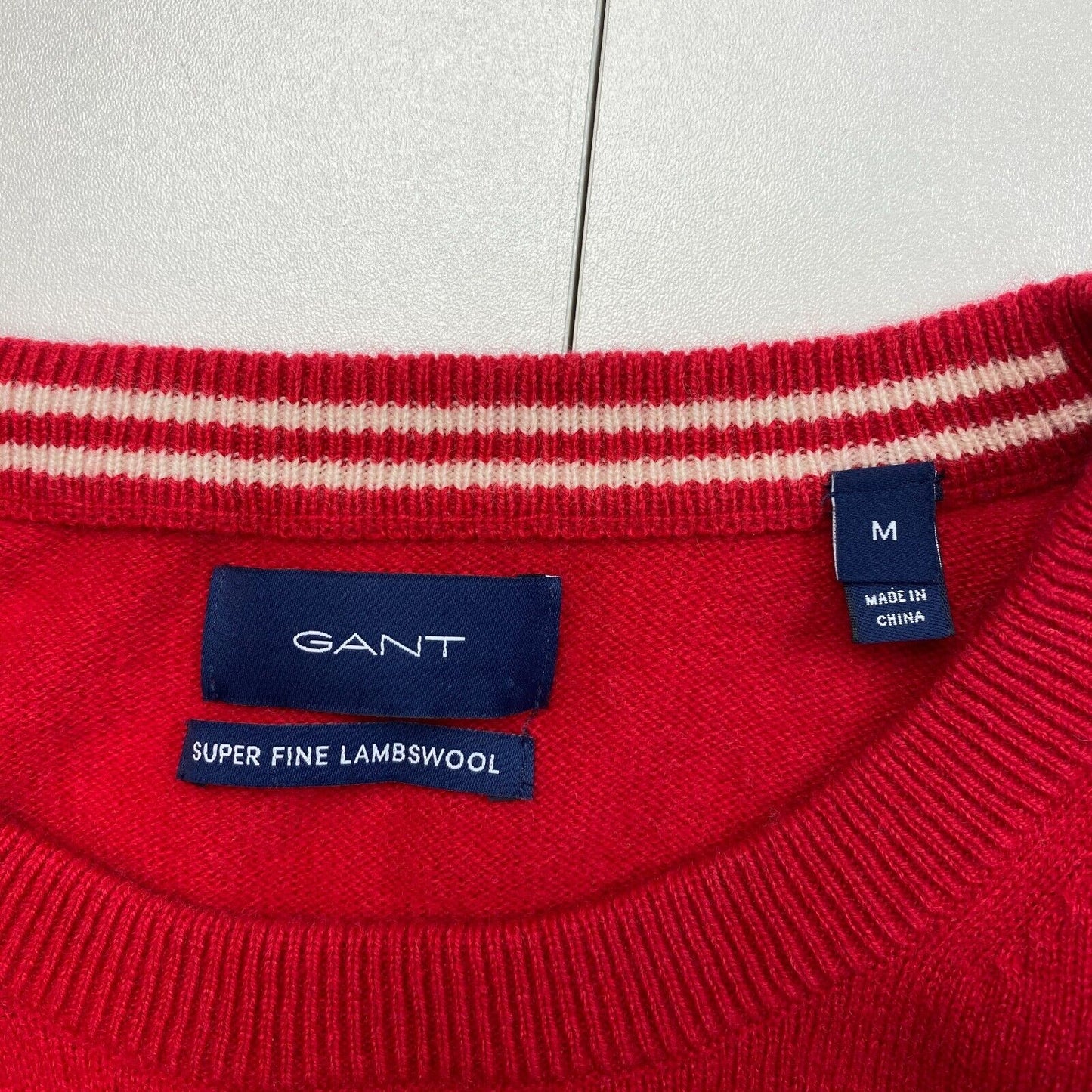 GANT Red 100% Wool Crew Neck Sweater Jumper Size M