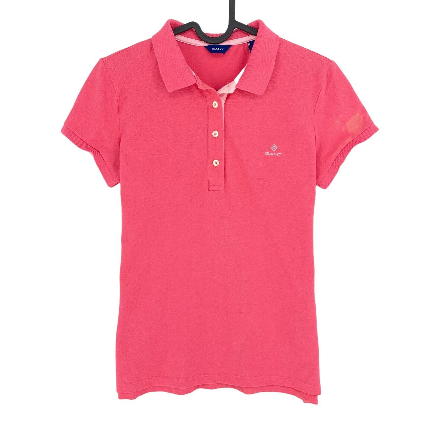 GANT Pink Contrast Collar Pique Polo Shirt Size S