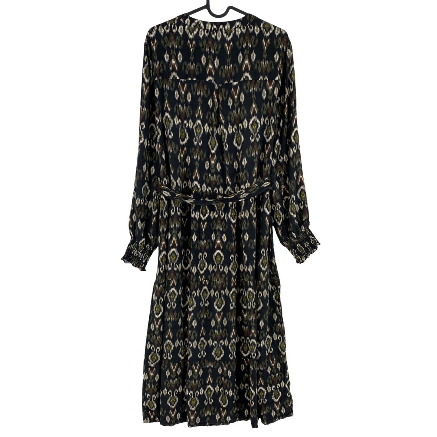 Smashed Lemon Women Black Printed Long Sleeves Belted Dress Size XL EU 42 UK 12