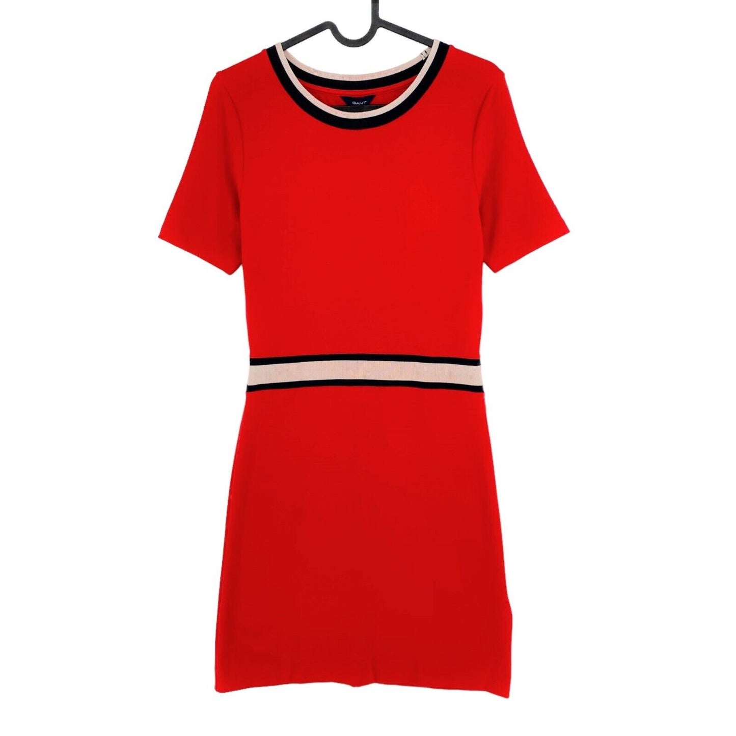 GANT Red Striped Details Crew Neck Sheath Dress Size S