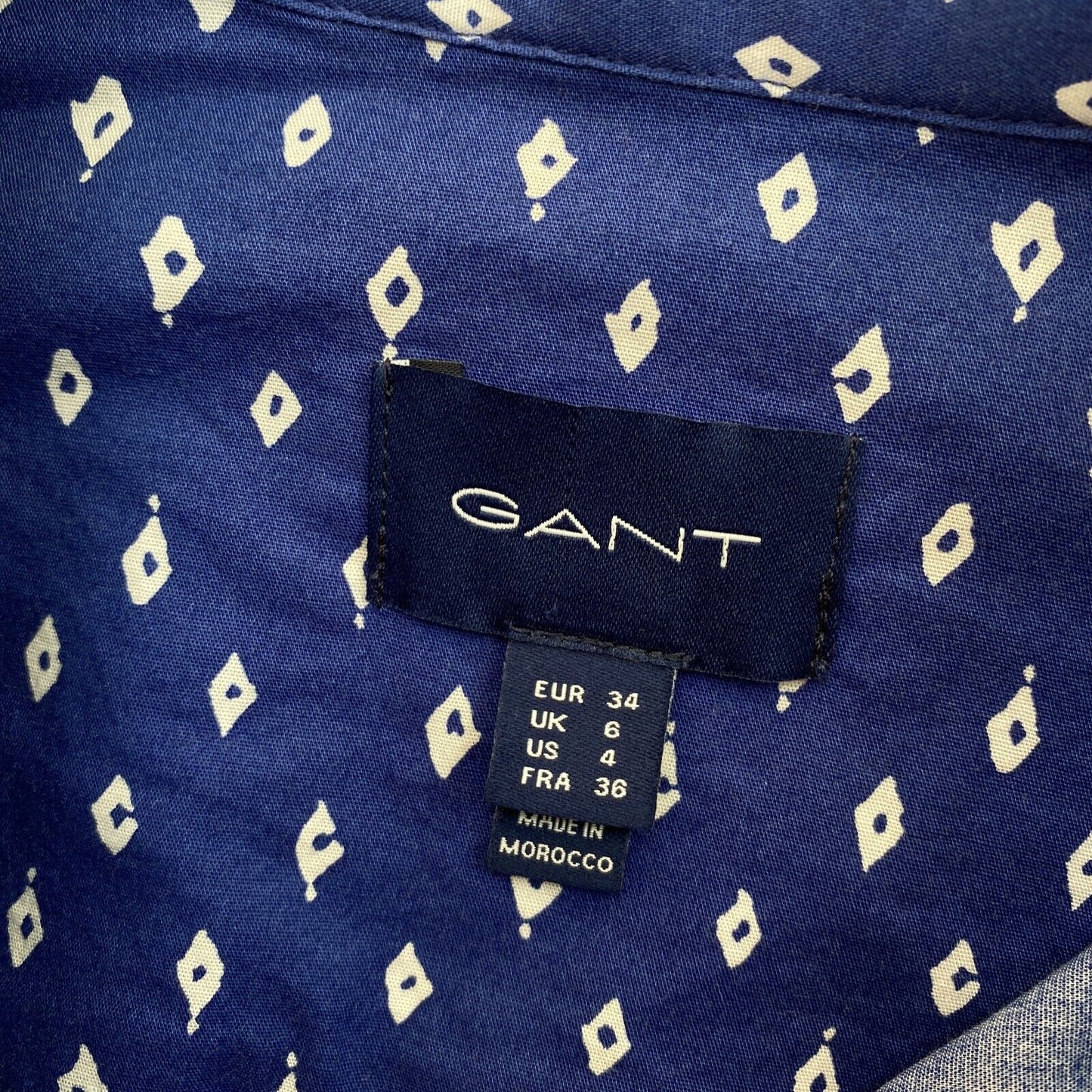 GANT Blue Printed Cotton Shirt Size EU 34 UK 6 US 4