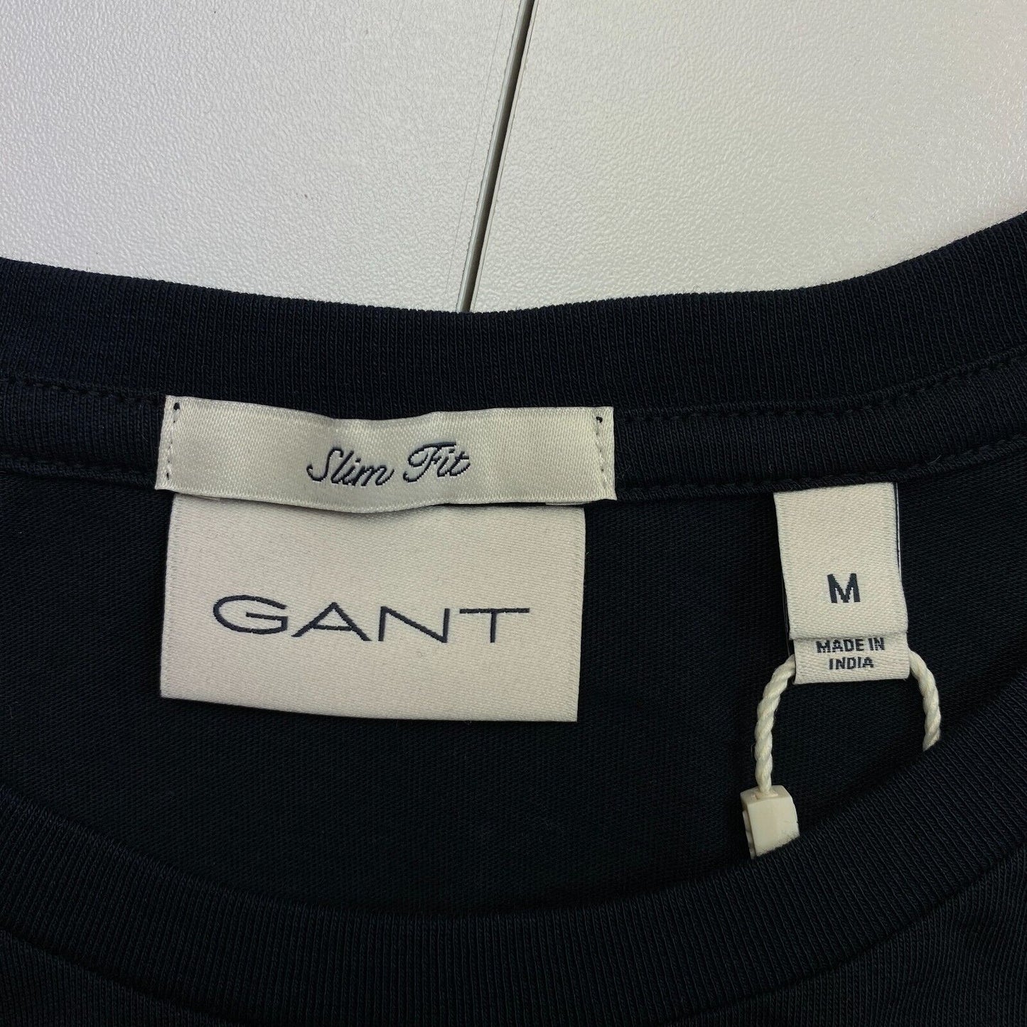 GANT Men Black Slim Fit Shield Crew Neck Short Sleeves T Shirt Size M