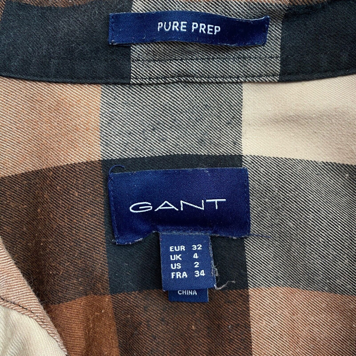 GANT Brown Pure Prep Plaid Shirt Size EU 32 UK 4 US 2