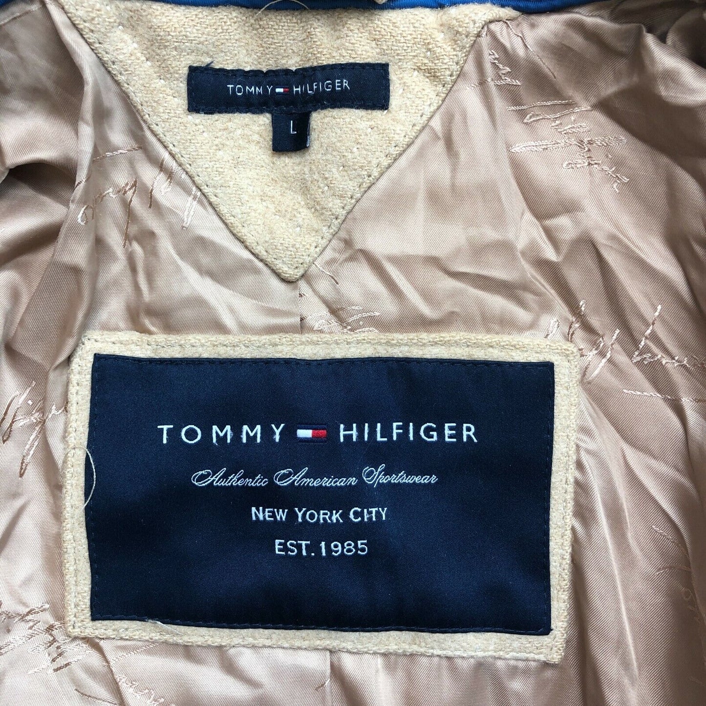 TOMMY HILFIGER Light Brown Wool Camel Hair Blend Jacket Coat Size L