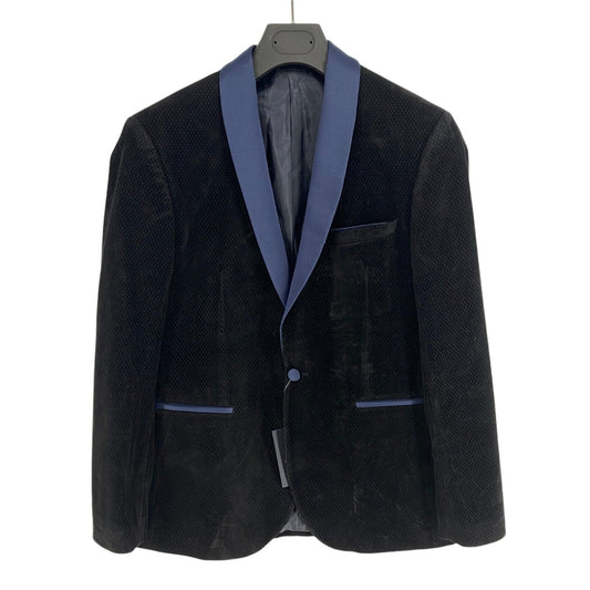 RRP €229 IZAC Men Navy Blue Velvet Blazer Jacket Size EU 50 UK/US 40