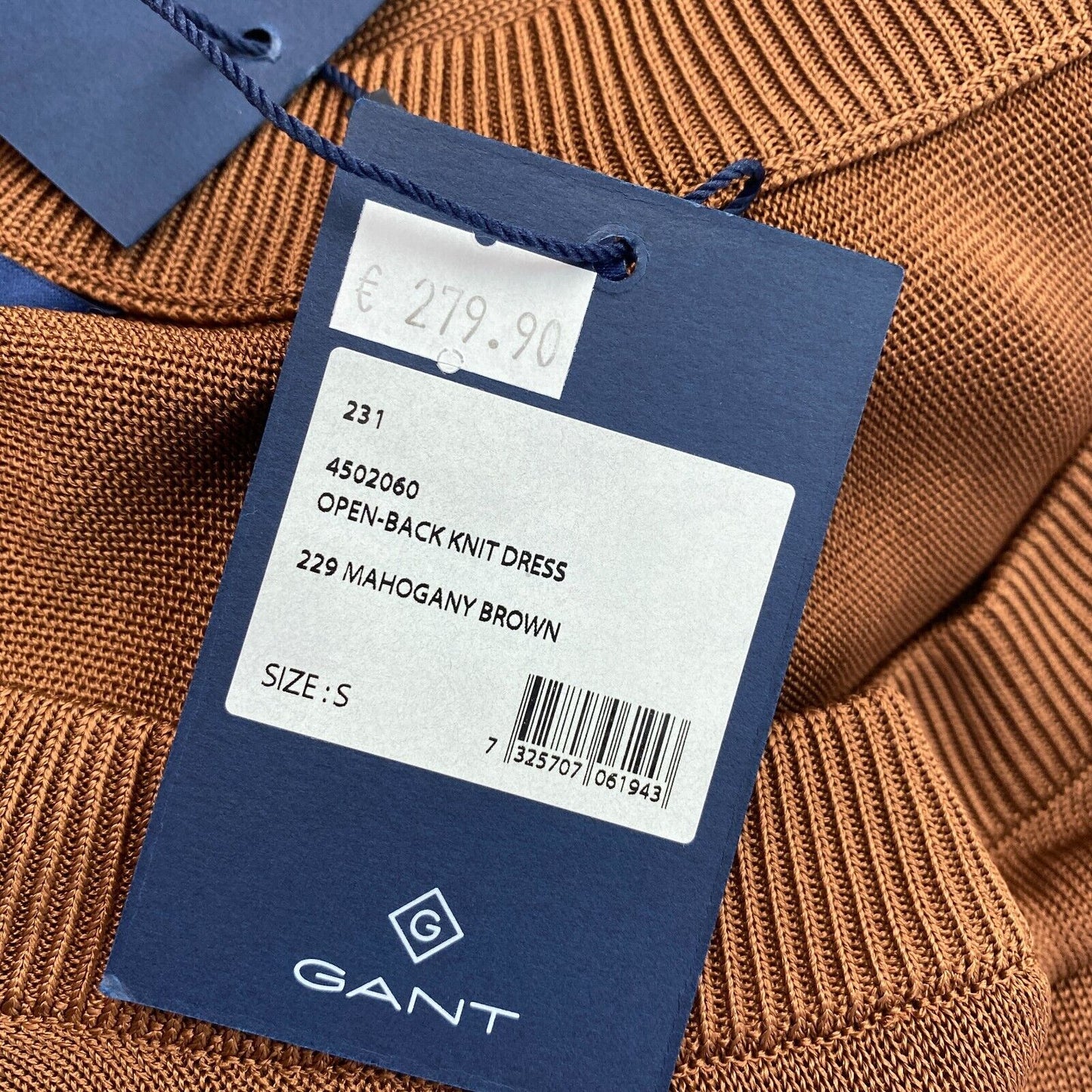 UVP 279 € GANT Braunes Strickkleid mit offenem Rücken Größe S