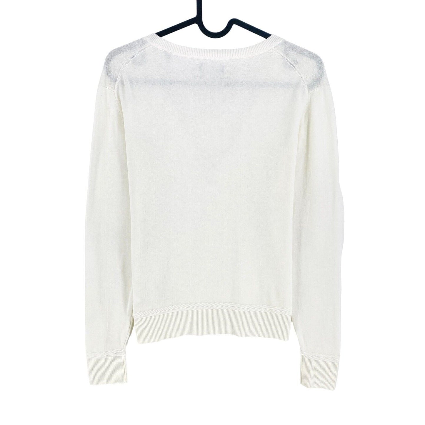 GANT Pull à col en V en coton léger blanc Taille XS