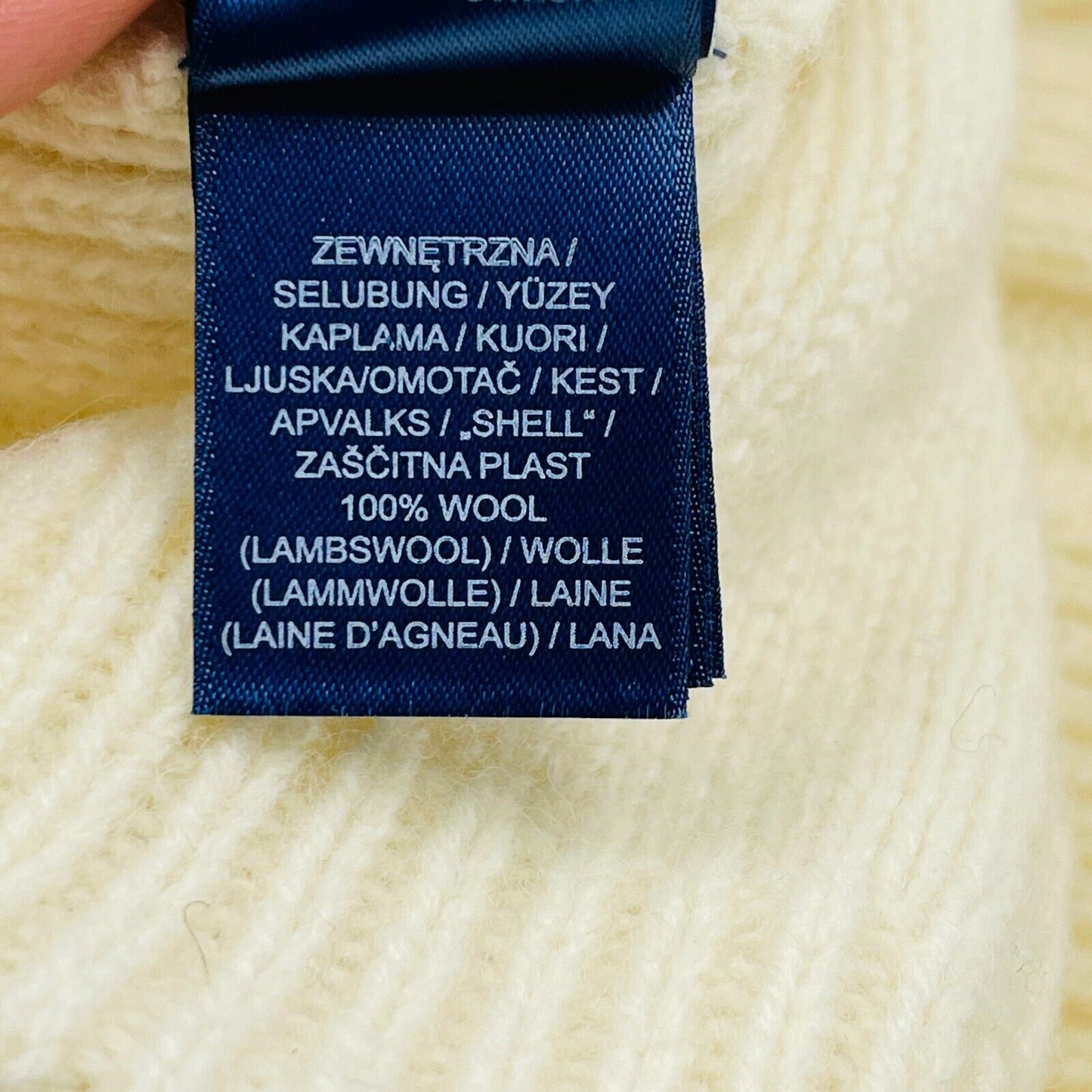 GANT Beanie-Mütze, 100 % Wolle, grobes Zopfmuster, Milchweiß, Einheitsgröße