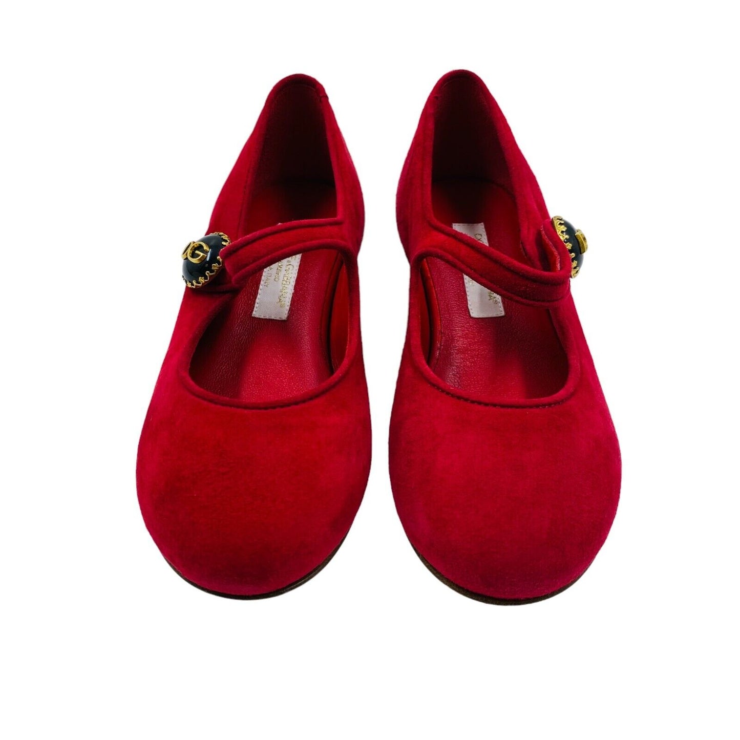 DOLCE&GABBANA Girls Red Suede Leather Low Heel Shoes EU 27 UK 9 US 10