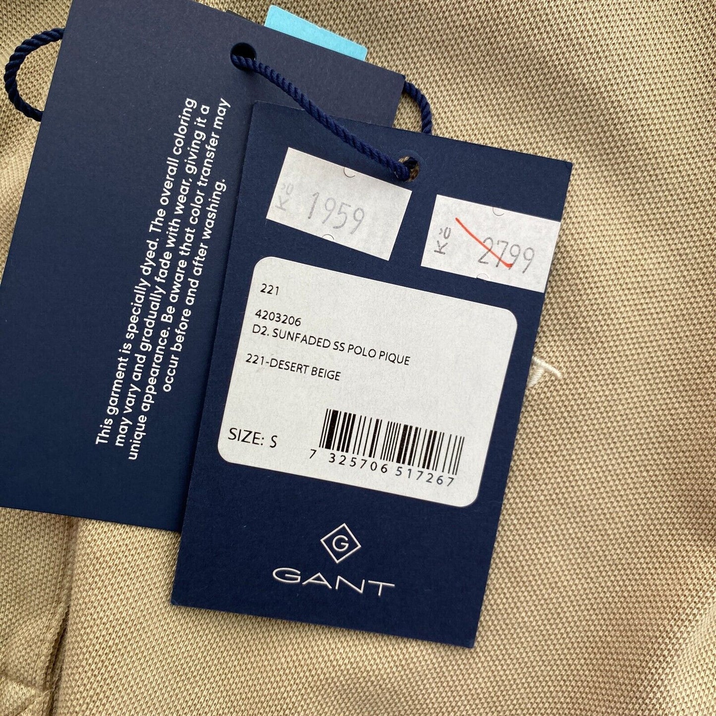 GANT – Poloshirt aus sonnenverblasstem Piqué, Braun, Größe S