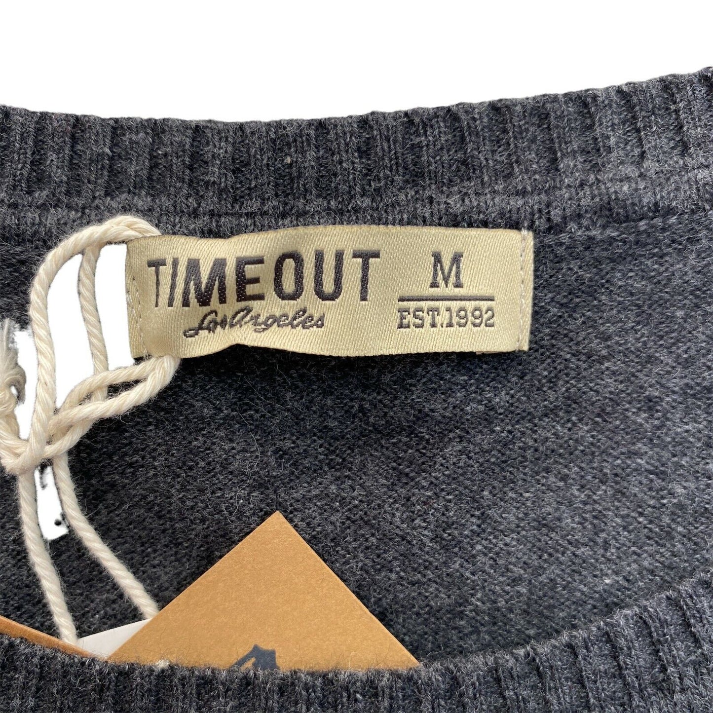 TIMEOUT Dark Grey Crew Neck Cotton Angora Blend Sweater Pullover Size M L