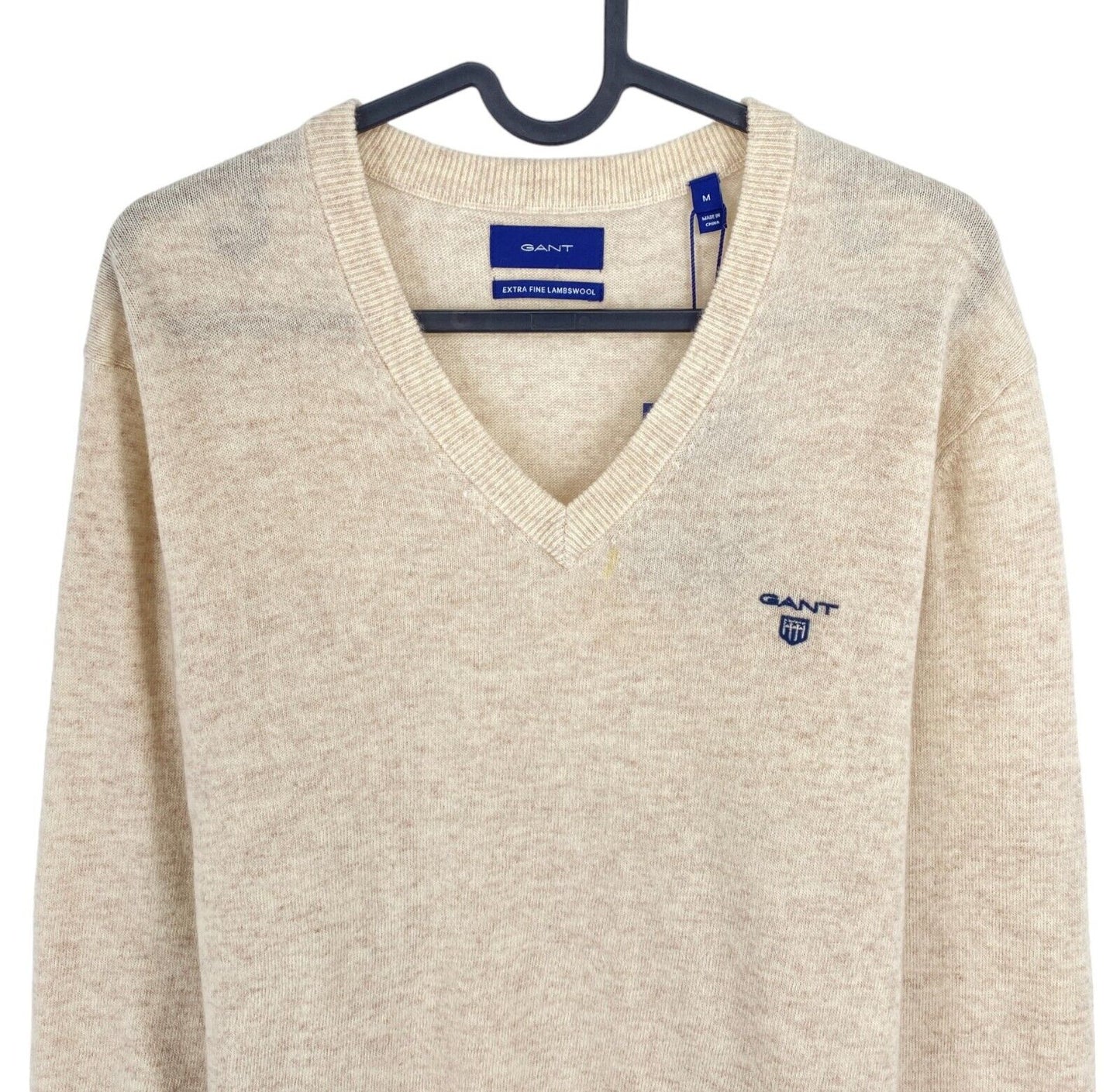 GANT Beige 100% Wool V Neck Sweater Pullover Jumper Size M