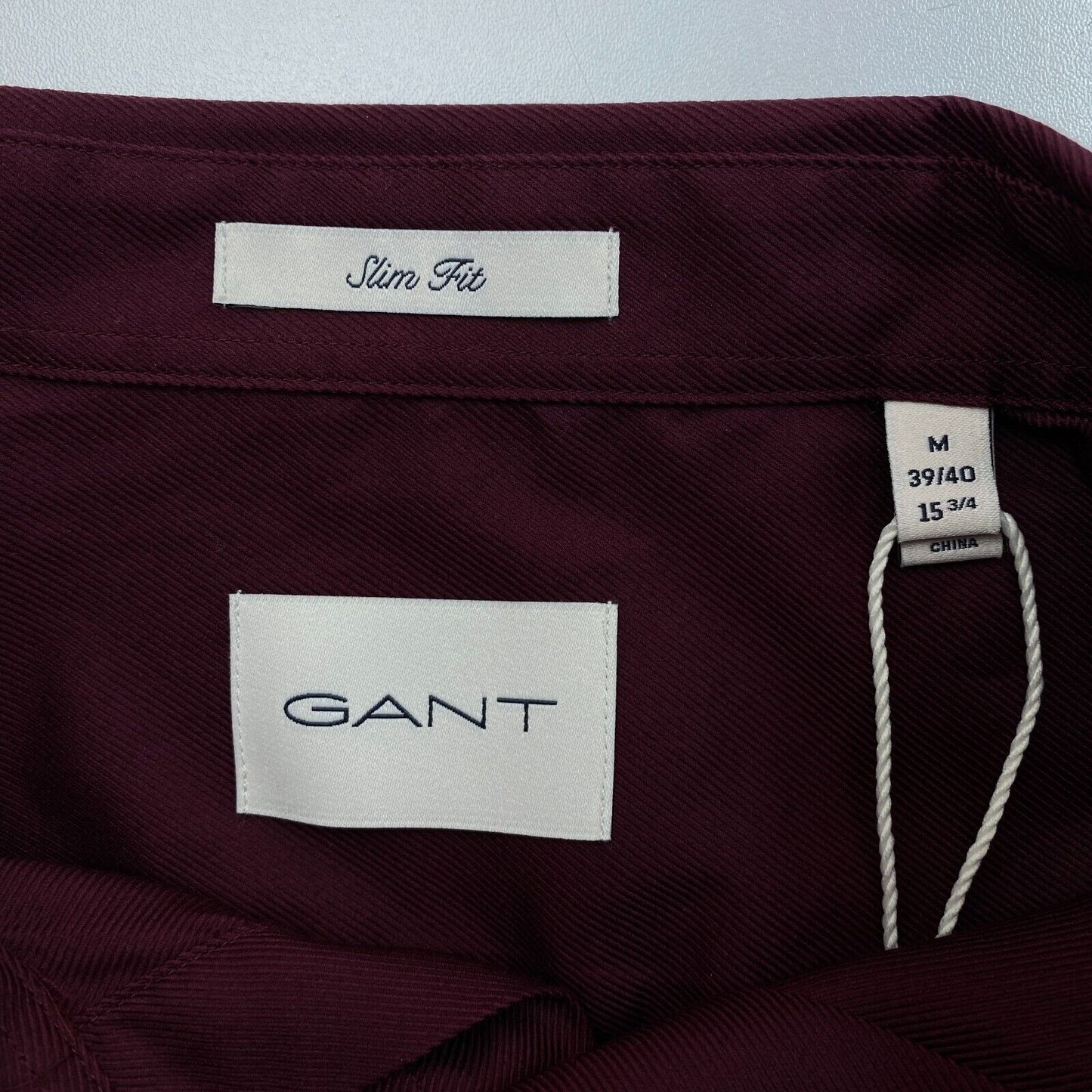 GANT Dark Red Formal Twill Slim Fit Shirt Size M 39/40 15.75