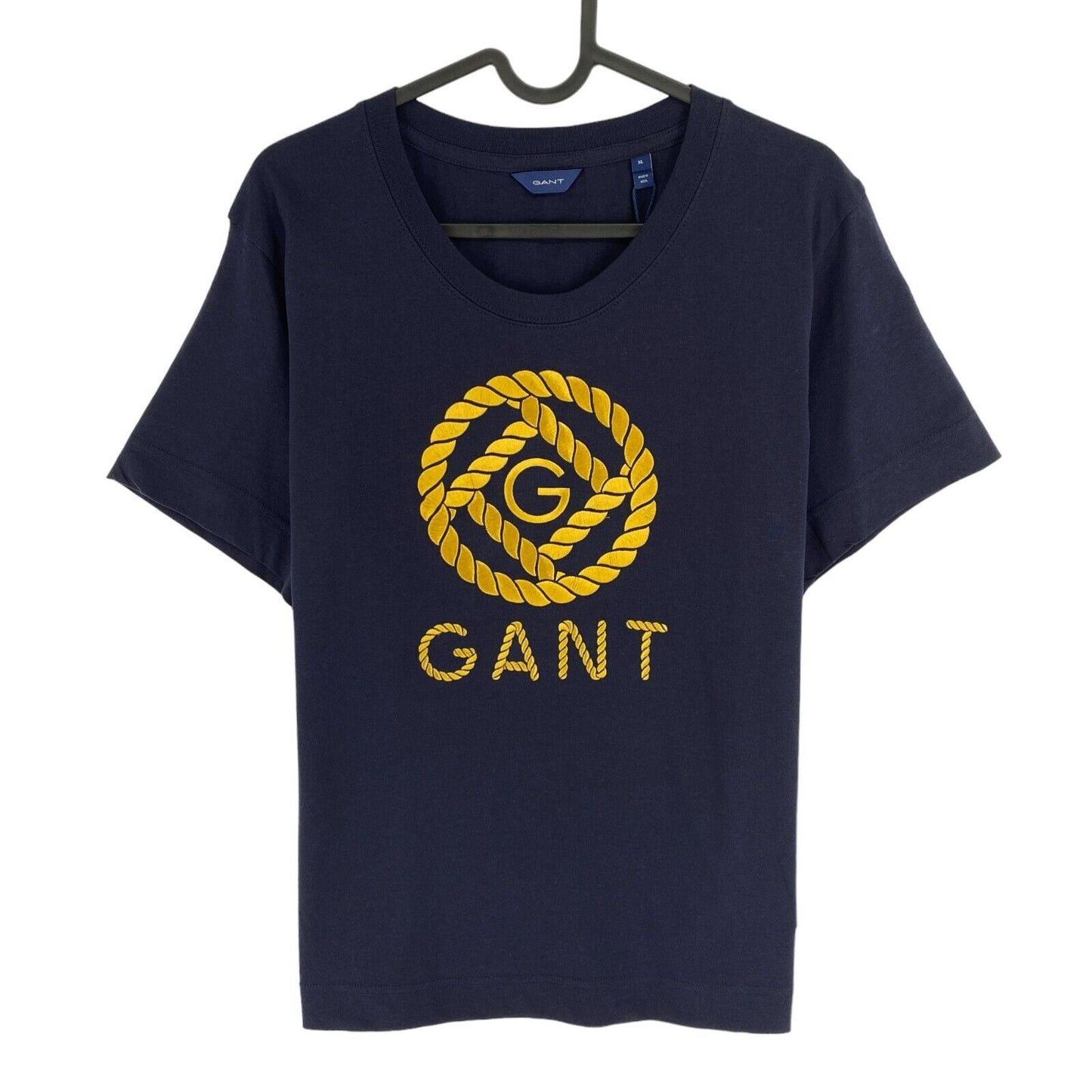 GANT Women Navy Blue Rope Icon Crew Neck Short Sleeve T Shirt Size XL