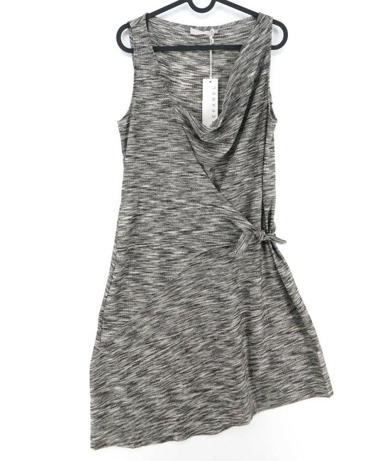 STEFANEL Grey V Neck Abito Jersey Lame Dress Size L