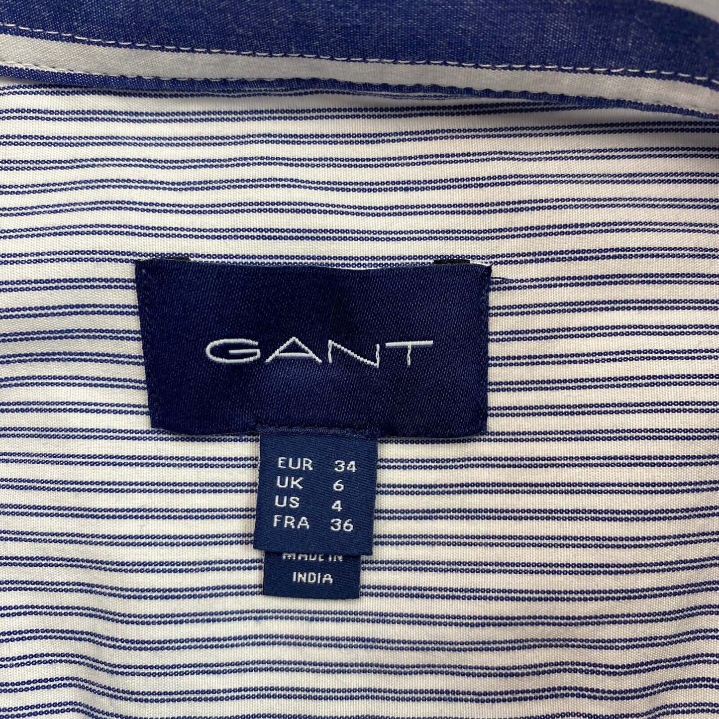 GANT Bleu Large Cuff Mix Stripe Chemise à manches longues Robe Taille EU 34 UK 6 US 4